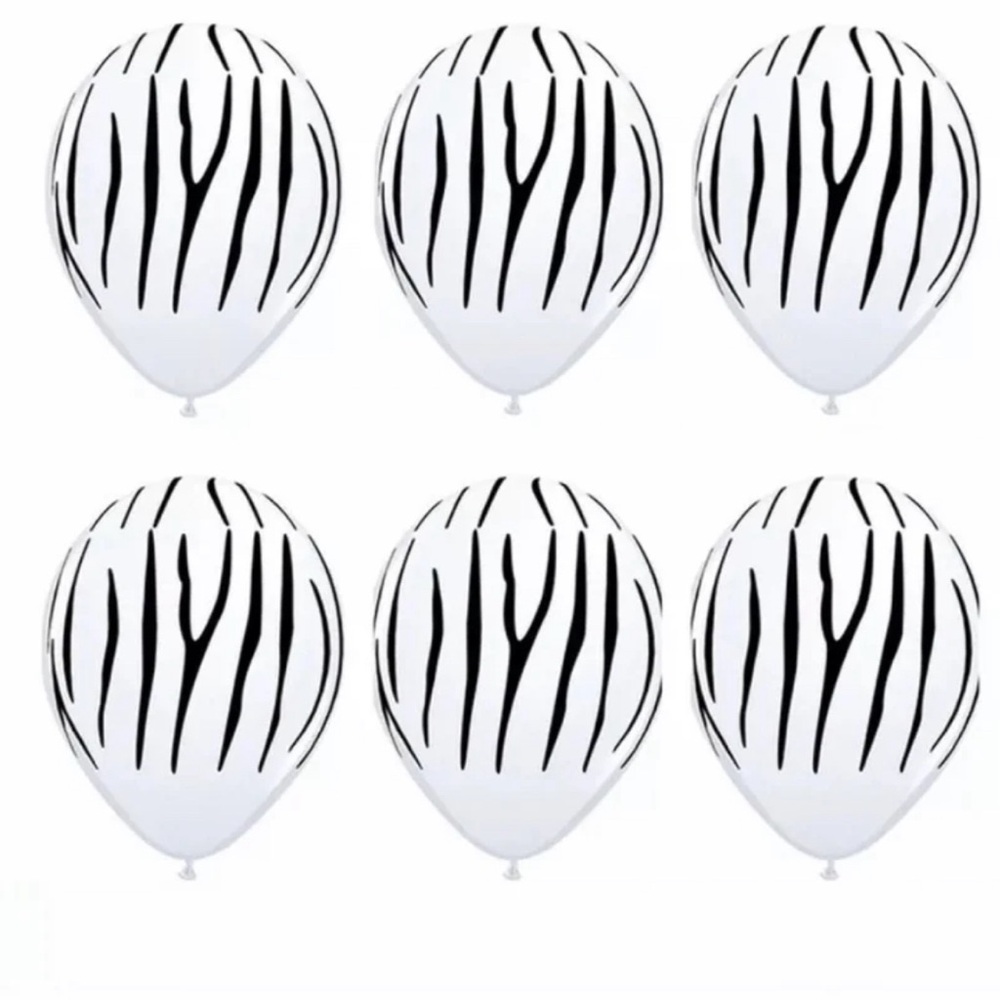 💞 New Pack of 6 - 11” Zebra Stripe Latex Balloons